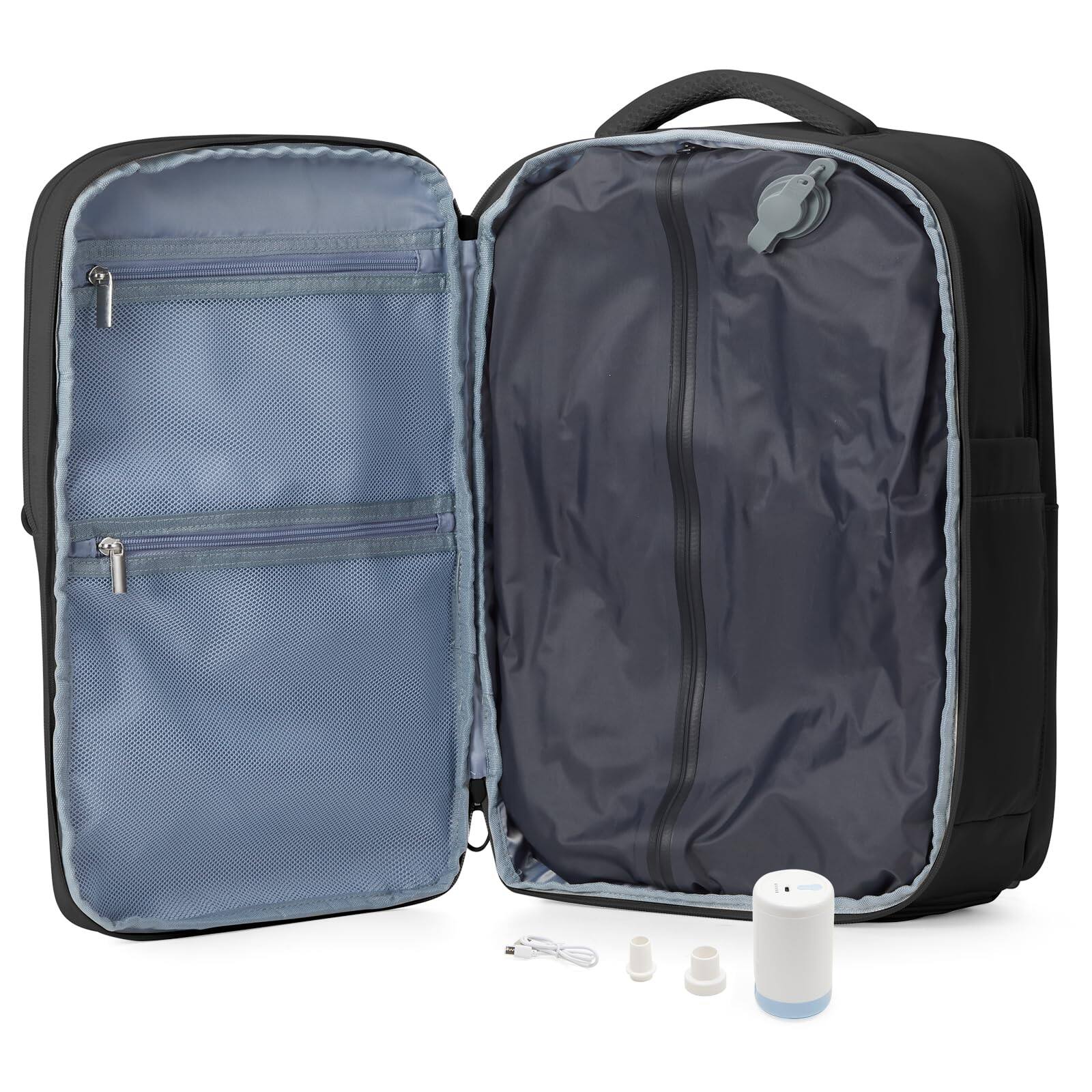 Alt View 5. Cozy Serene - Vacuum Backpack Travel For Women Men  Airline Approved Bag Carry On Luggage Backpacks With 15.6inch Laptop Compartment - Black-Medium.