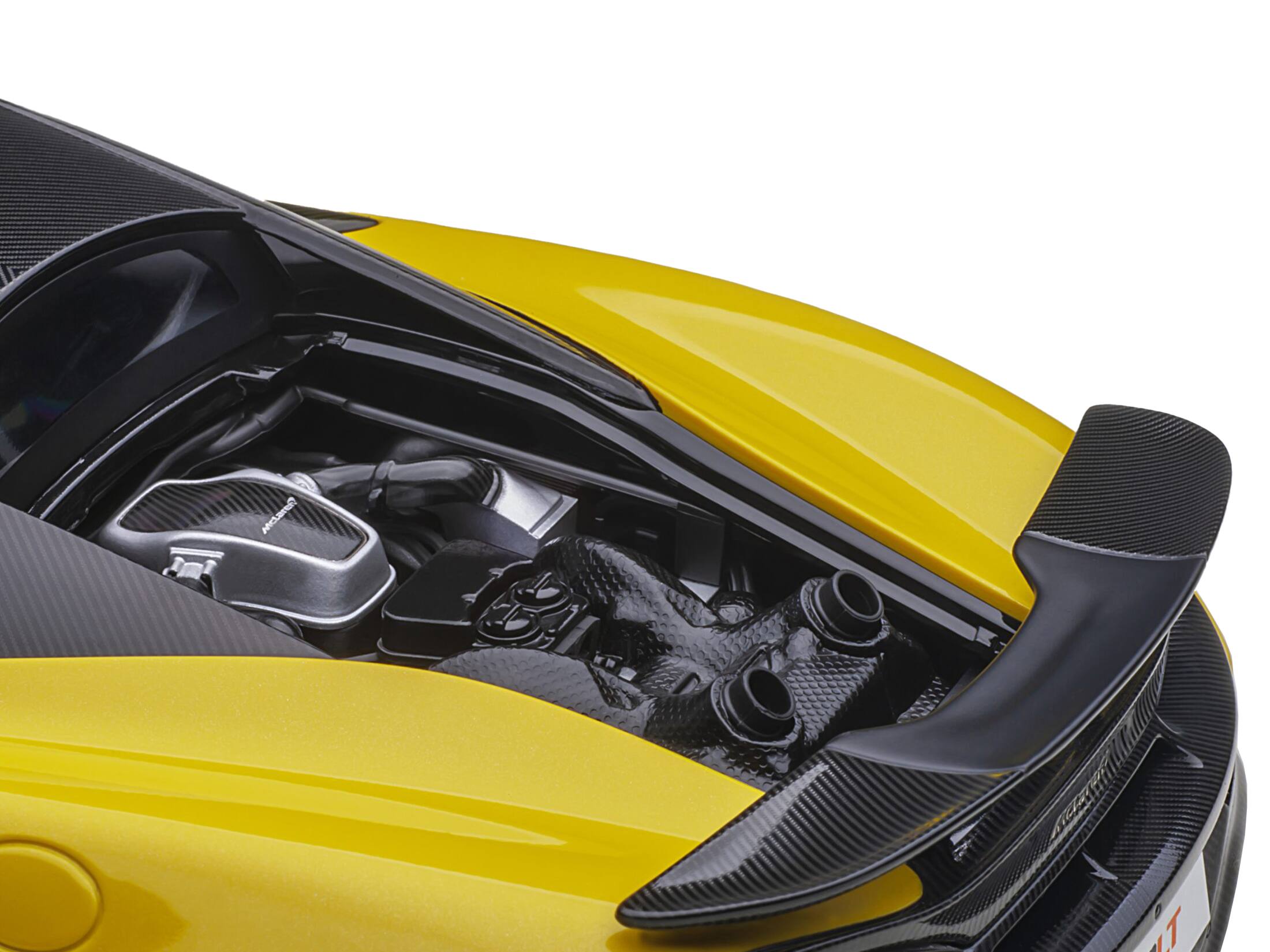 Back. Autoart - Mclaren 600LT Sicilian Yellow and Carbon 1/18 Model Car by Autoart - Sicilian Yellow And Carbon.