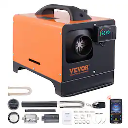 VEVOR - 8 KW Diesel Air Heater, Bluetooth App Control All-on-one Diesel Heater with Automatic Altitude Adjustment - Black;Orange
