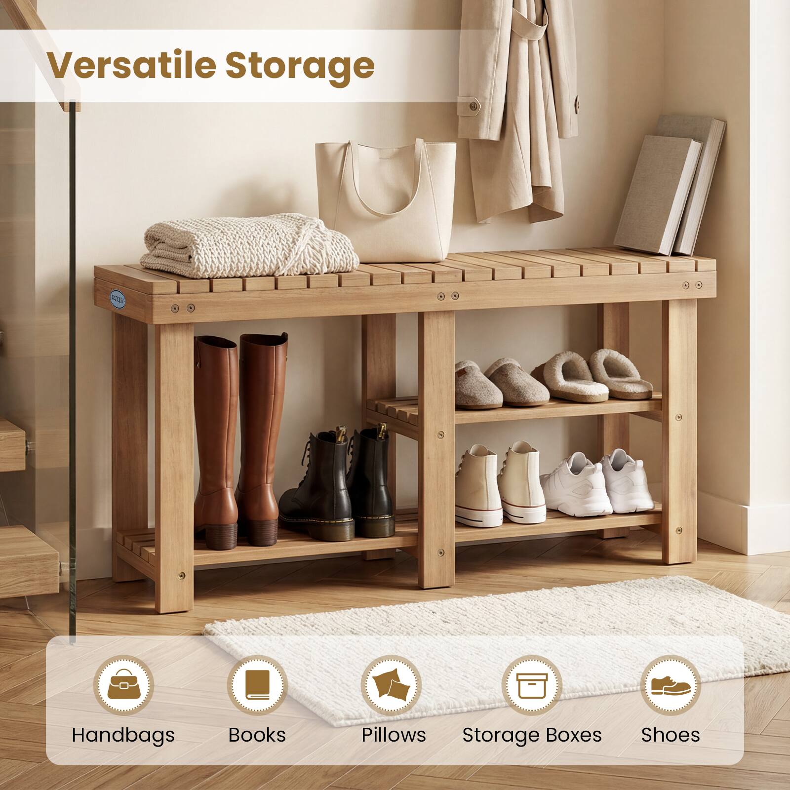Versatile Storage

- Handbags
- Books
- Pillows
- Storage Boxes
- Shoes