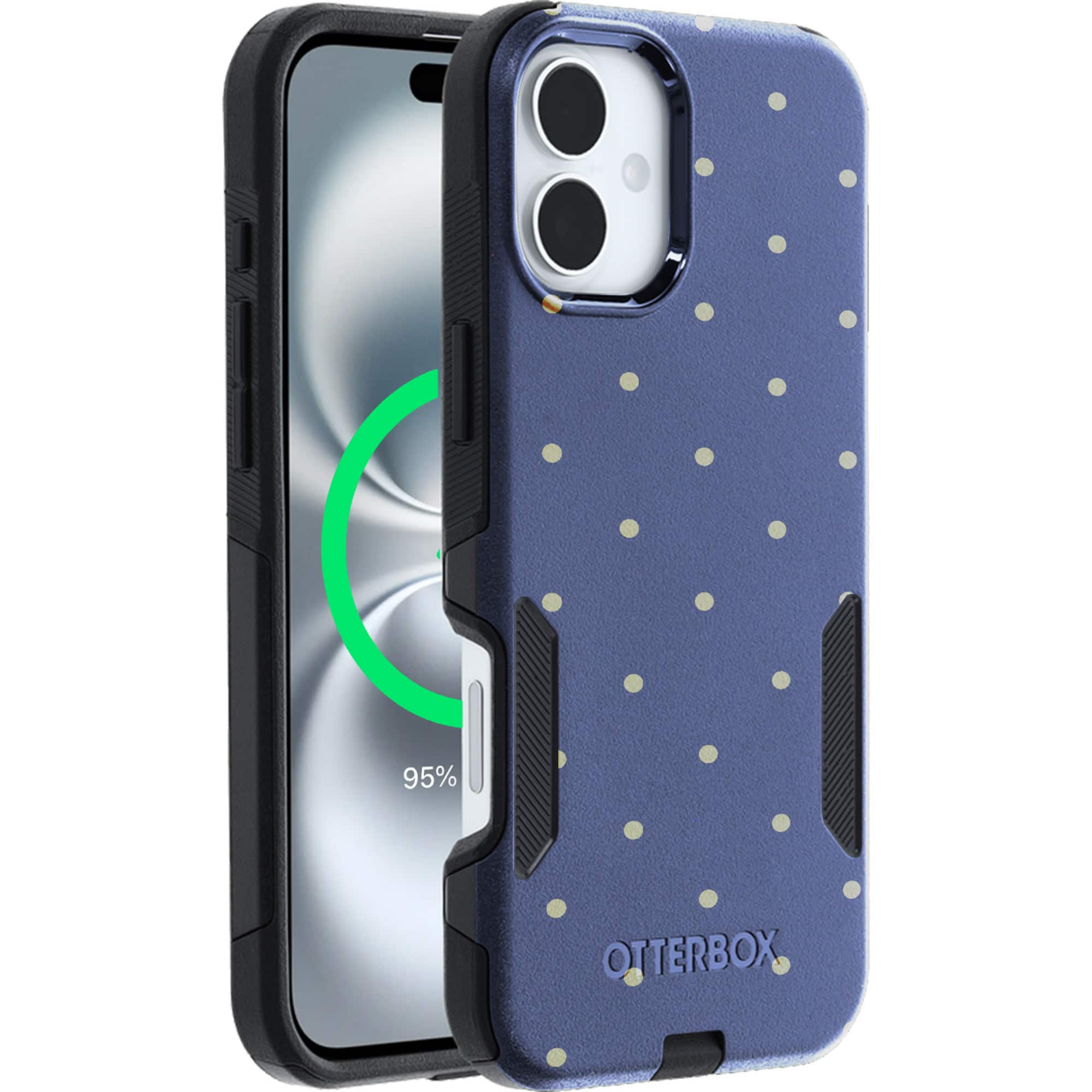 OtterBox - Artist Edition MagSafe Commuter Series Case for iPhone 16 Plus - Blue Polka Dots