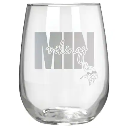 Front. Great American Products - Minnesota Vikings Etched 17oz. City Stemless Wine Glass - Multicolor.
