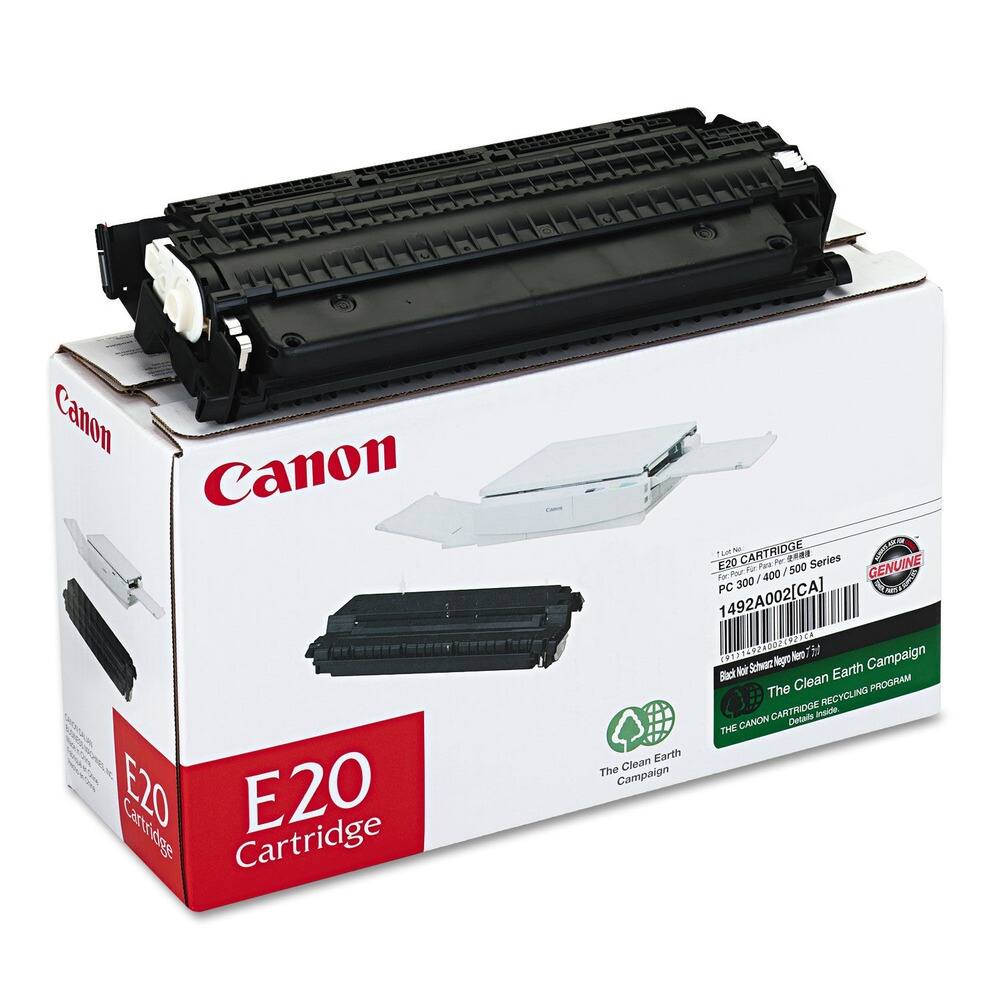 Canon E20 Cartridge  
PC 300 / 400 / 500 Series  
1492A002[CA]  
The Clean Earth Campaign  
Black Not Schweigen Logo  
The Canon Cartridge Recycling Program  
Details Inside