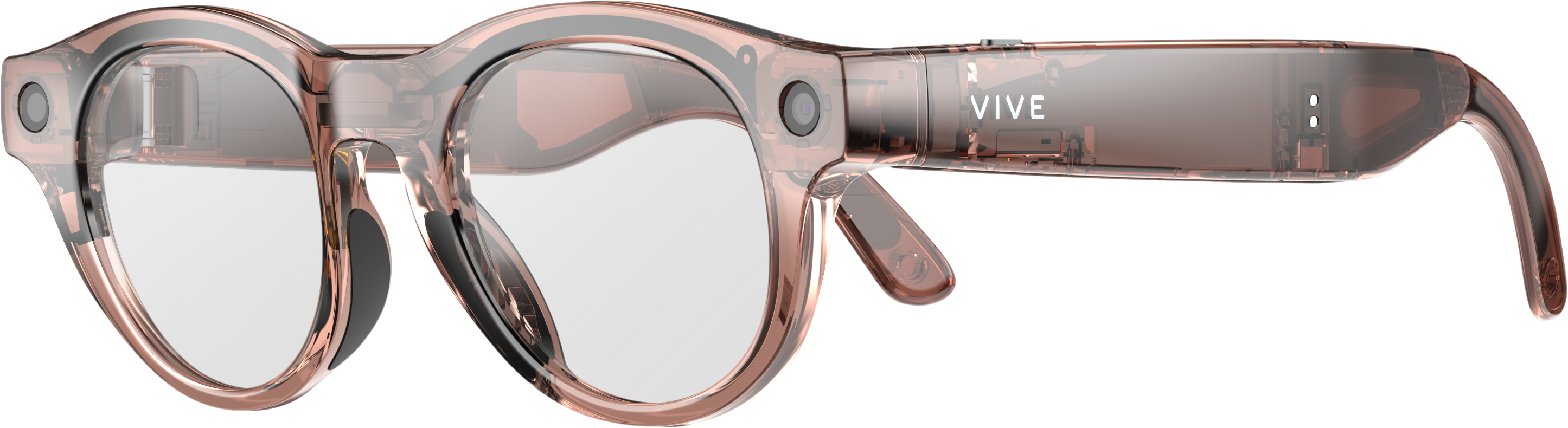 Alt View 4. HTC - VIVE Eagle™ AI Glasses – Round, Clear Lens - Clear Brown.
