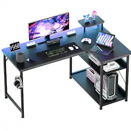 GTPlayer - 47.24 IN L Shaped Gaming Desk Carbon Fiber Style Computer Desk - Black