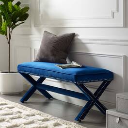 Rivet Performance Velvet Bench by Modway - Navy