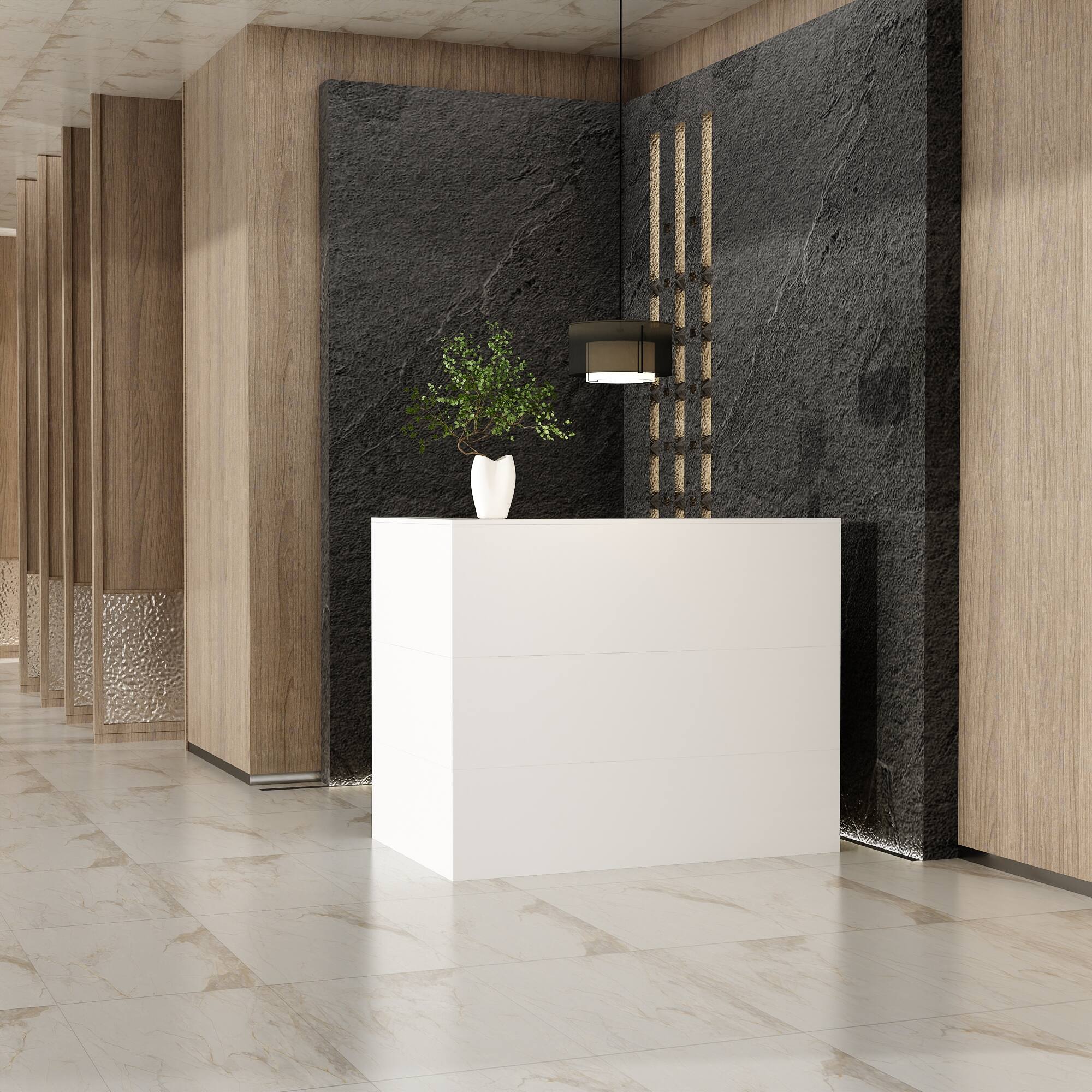 Alt View 9. Famapy - Famapy Multifunctional Reception Desk: Integrated Storage, Compact Design & Tidy Organization - White.