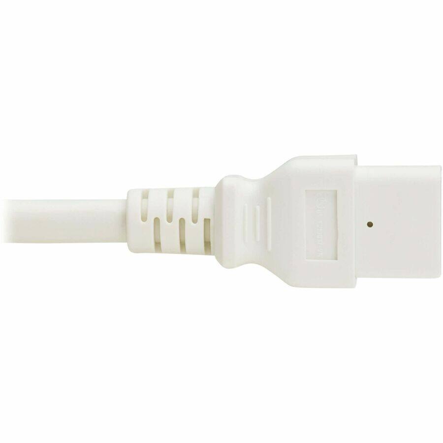 Alt View 2. Tripp Lite - Eaton Tripp Lite Series Power Cord, C20 to C21 - Heavy-Duty, 20A, 250V, 12 AWG, 2 ft. (0.6 m), White - For Network - White.