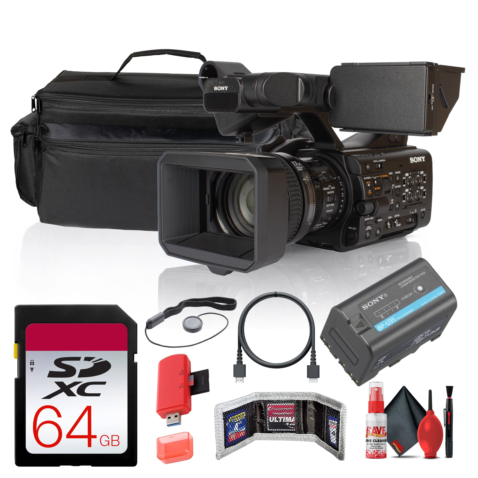 Sony - PXW-Z300 XDCAM Camcorder + BP-U35 Battery + 64GB Card + Large Case + More