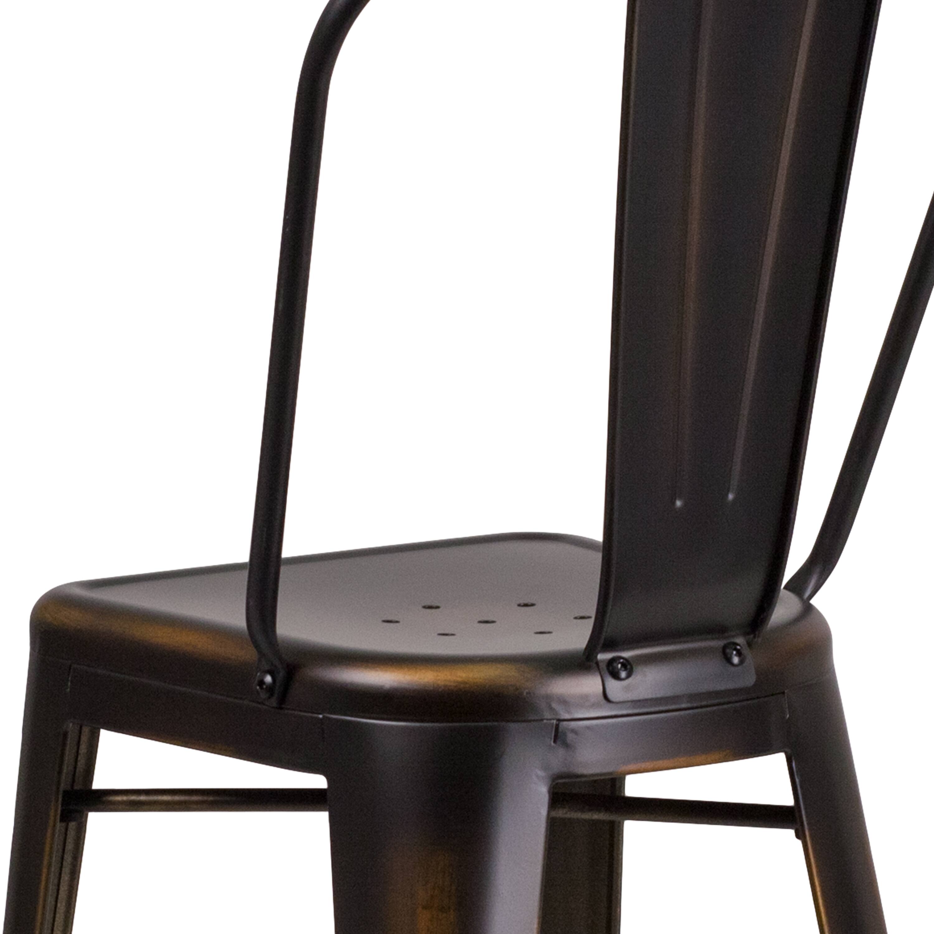 Alt View 9. Emma + Oliver - Commercial Grade 4 Pack 30" High Distressed Metal Indoor-Outdoor Barstool with Back - Copper.