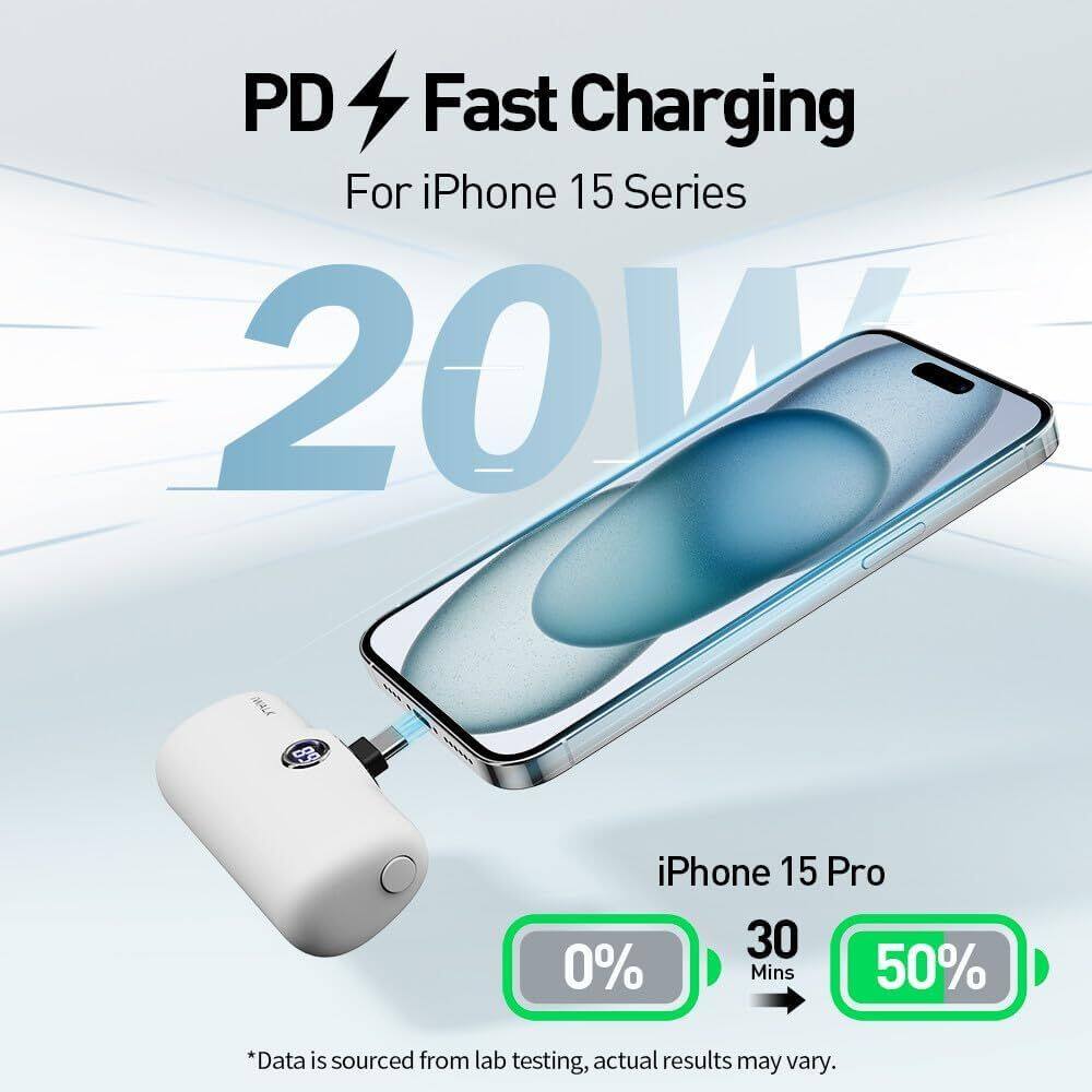 PD Fast Charging For iPhone 15 Series  
20W  

iPhone 15 Pro  
0% → 50% in 30 Mins  

*Data is sourced from lab testing, actual results may vary.
