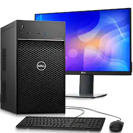 Dell - Refurbished Excellent - Precision Tower 3630 Desktop PC | Intel Core i5-8th 3.0GHz | 16GB DDR4 RAM | 256GB + 500GB HDD | 24" LED | Wi-Fi | Win11 - Black
