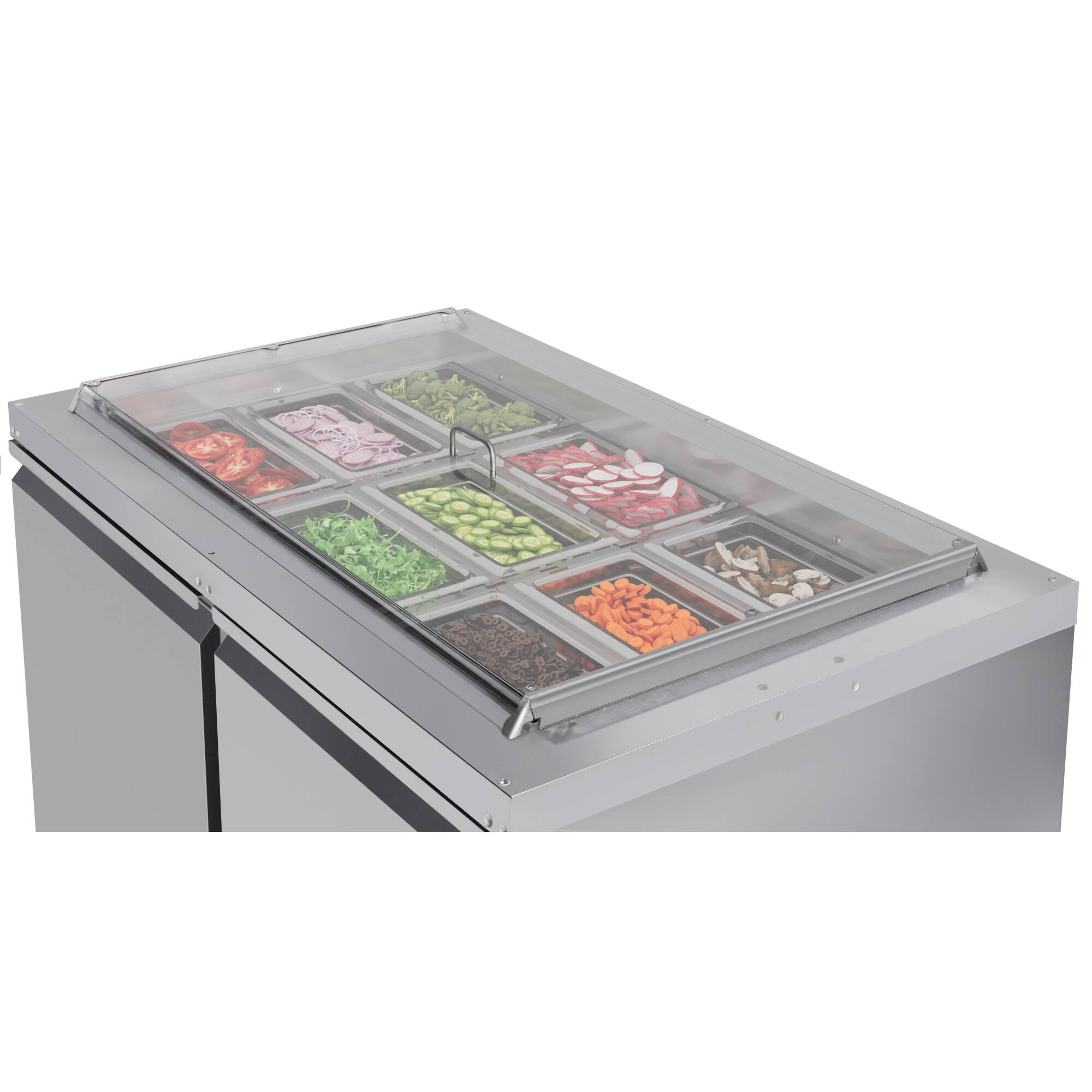 Back. Koolmore - 48 in.  Refrigerated Prep Station Cold Table, Stainless-Steel Refrigerator with 9-Pan Capacity (Not Included) - Stainless-Steel.