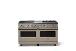 Viking - 60"W. 8 Burner Pro 5 Series 9.4 Cu. Ft. Freestanding Sealed 8 Burner Dual Fuel Convection Range/Griddle/Grill - Nantucket