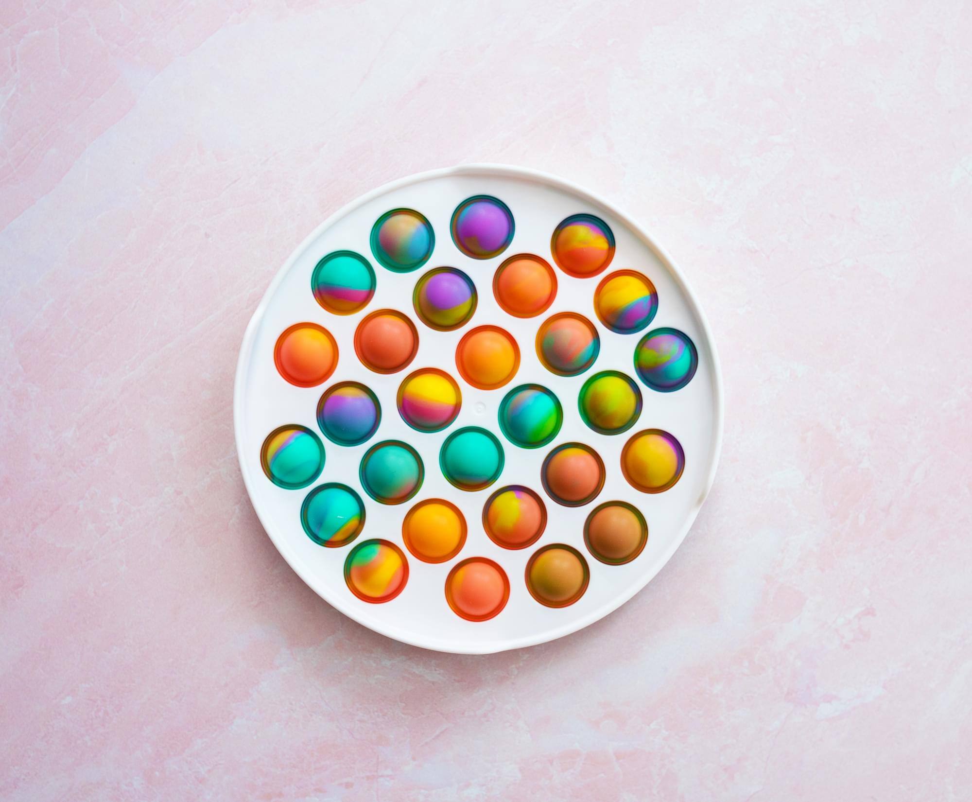 Alt View 1. Toynk - Pop Fidget Toy White Round 28-Button Silicone Bubble Popping Game - White.