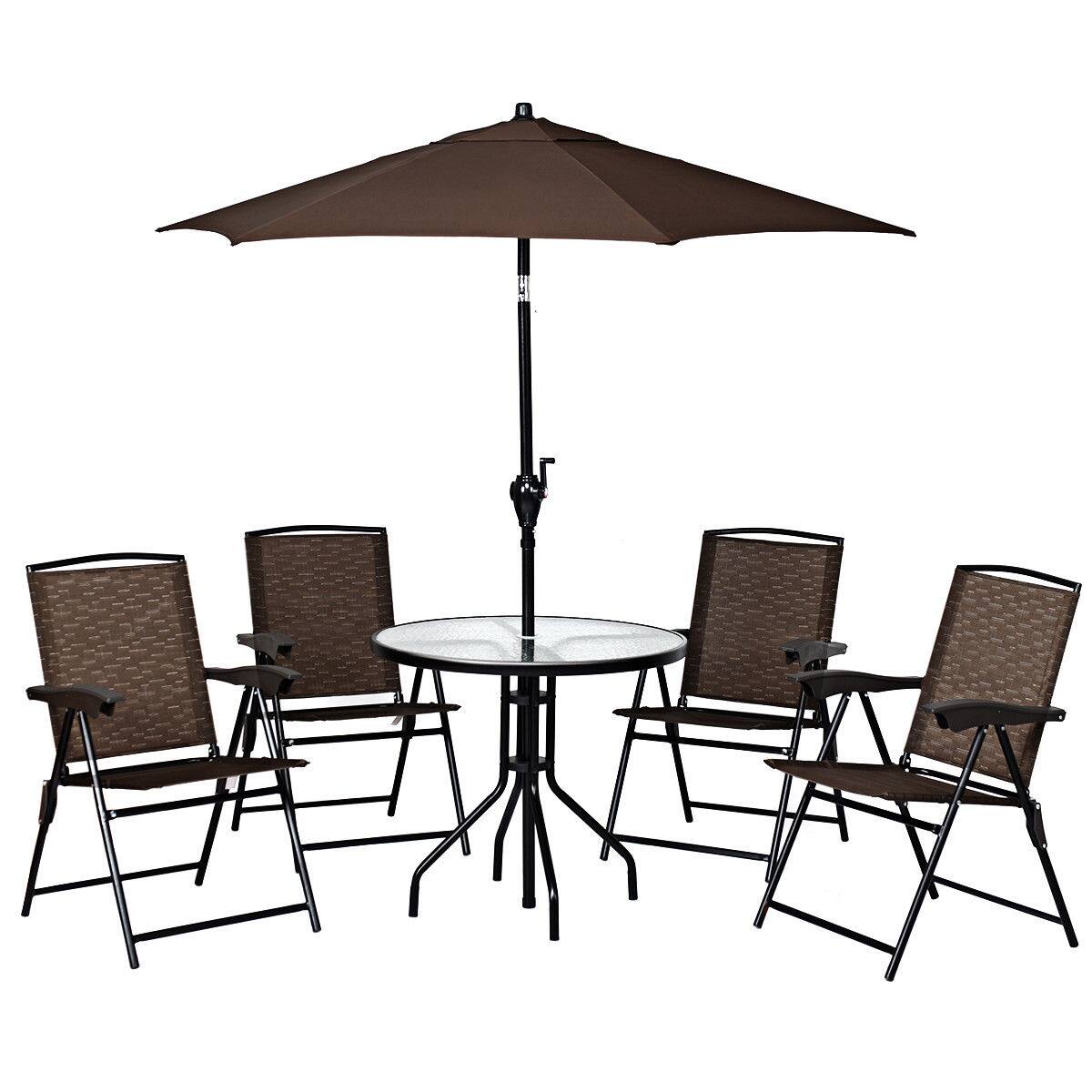 Alt View 3. Gymax - Gymax 4PCS Adjustable Folding Fabric Chair Powder Coated Steel Tube Frame Indoor Outdoor - Black + brown.