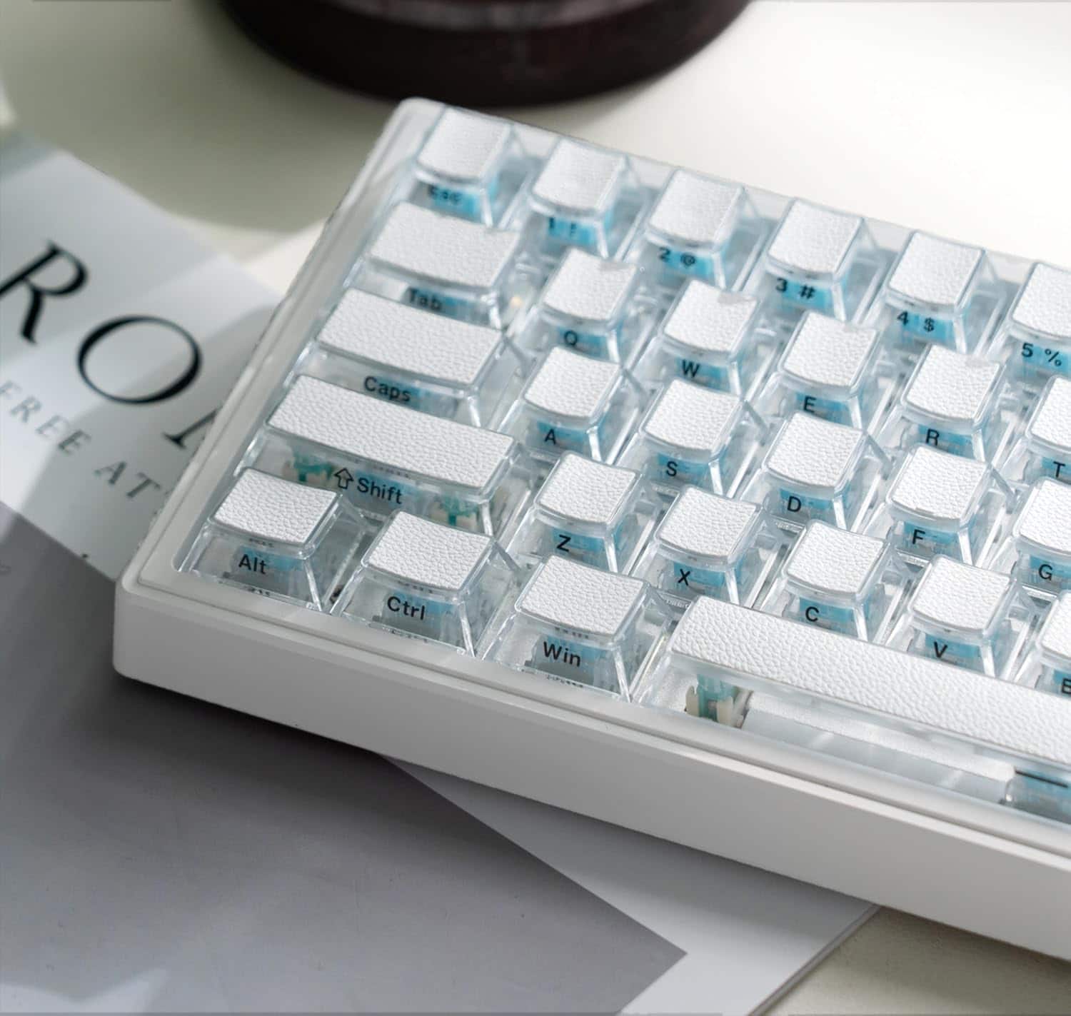 Womier - Clear keycaps Jelly Set,Custom Cherry Profile Compatible with US Layout Mechanical Keyboard - White
