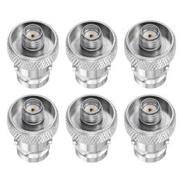 Unique Bargains - 6pcs SMA to BNC Coax Connector, SMA Female to BNC Female Jack 50 Ohm for Antennas/Signal/Ham Radio/Security Cam - Silver