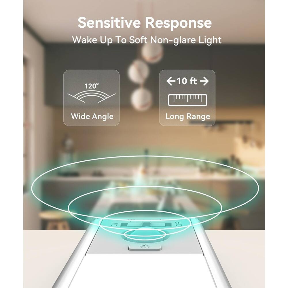 Sensitive Response  
Wake Up To Soft Non-glare Light  

120° Wide Angle  
10 ft Long Range