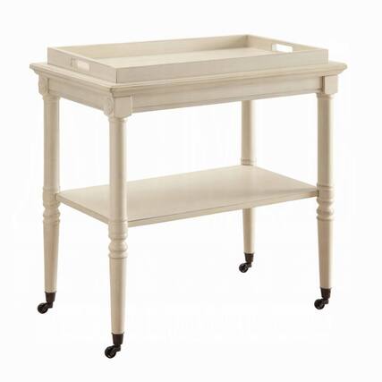 Front. Manhattan Lane - Wooden Serving Tray Table - Antique White.