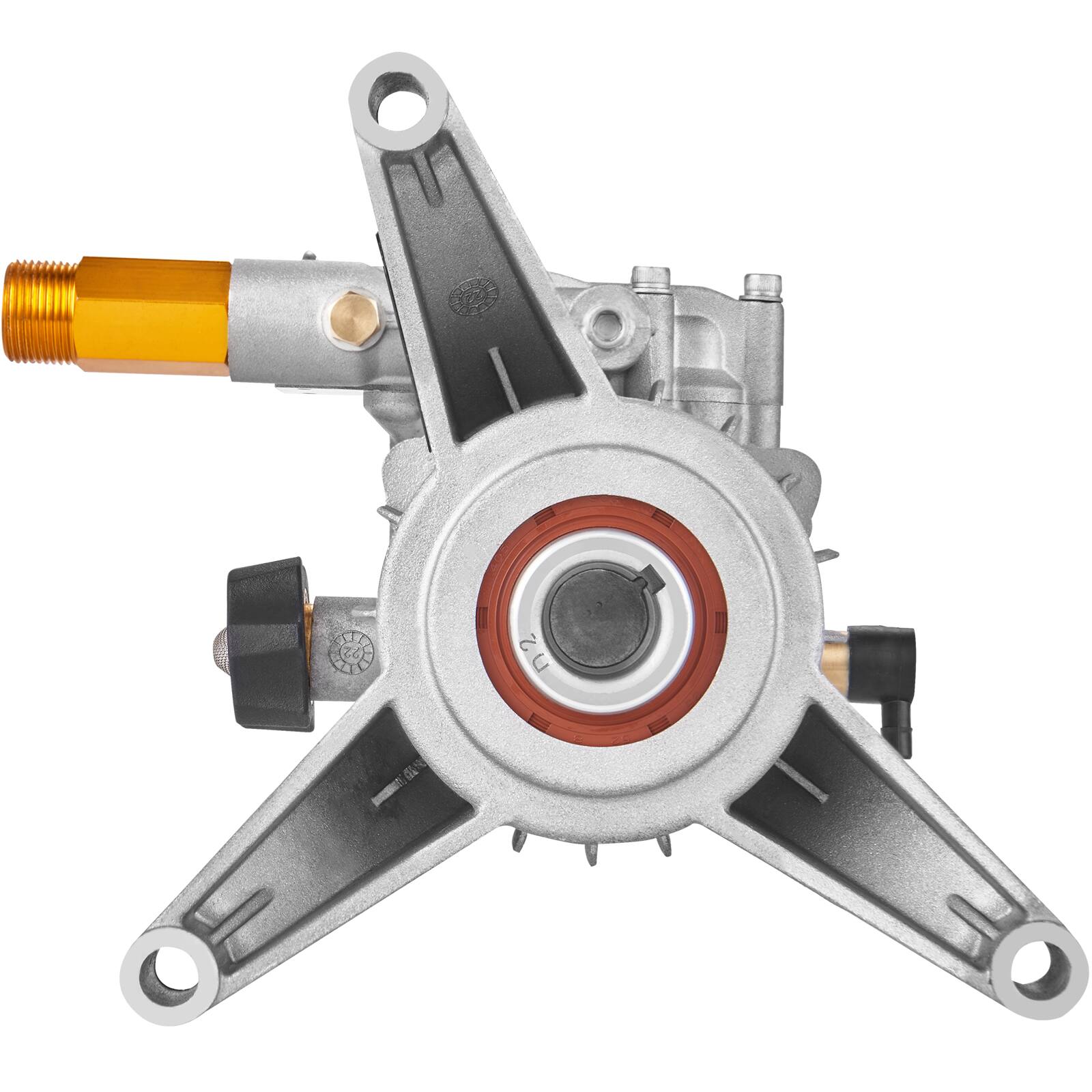 Alt View 5. VEVOR - Pressure Washer Pump, 7/8" Shaft Vertical, 2600 PSI, 2.5 GPM, Replacement Power Washer Pumps Kit, Parts Washer Pump - Silver.