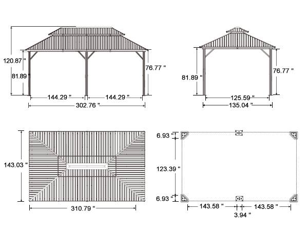 PURPLE LEAF 12 X 26 FT Permanent Hardtop Aluminum Gazebo with