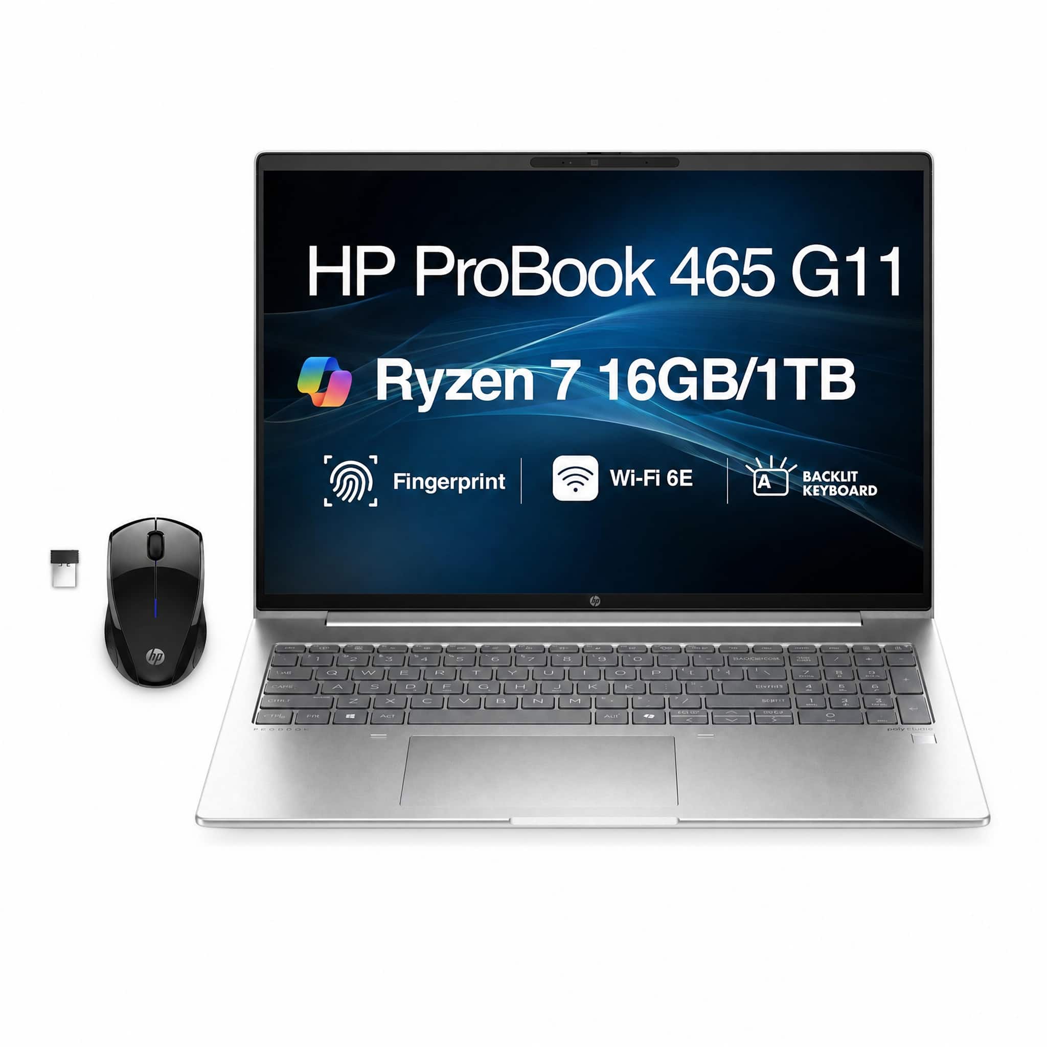 HP - Upgraded - ProBook 465 G11 Laptop 16.0 WUXGA Display (Ryzen 7 7735U, 16GB, 1TB SSD, Win 11 Pro) w/HP Wireless Mouse - Pike Silver