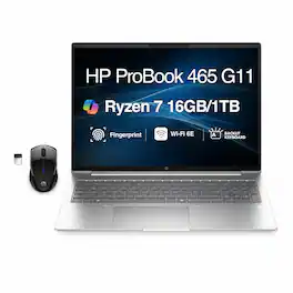 HP - Upgraded - ProBook 465 G11 Laptop 16.0 WUXGA Display (Ryzen 7 7735U, 16GB, 1TB SSD, Win 11 Pro) w/HP Wireless Mouse - Pike Silver
