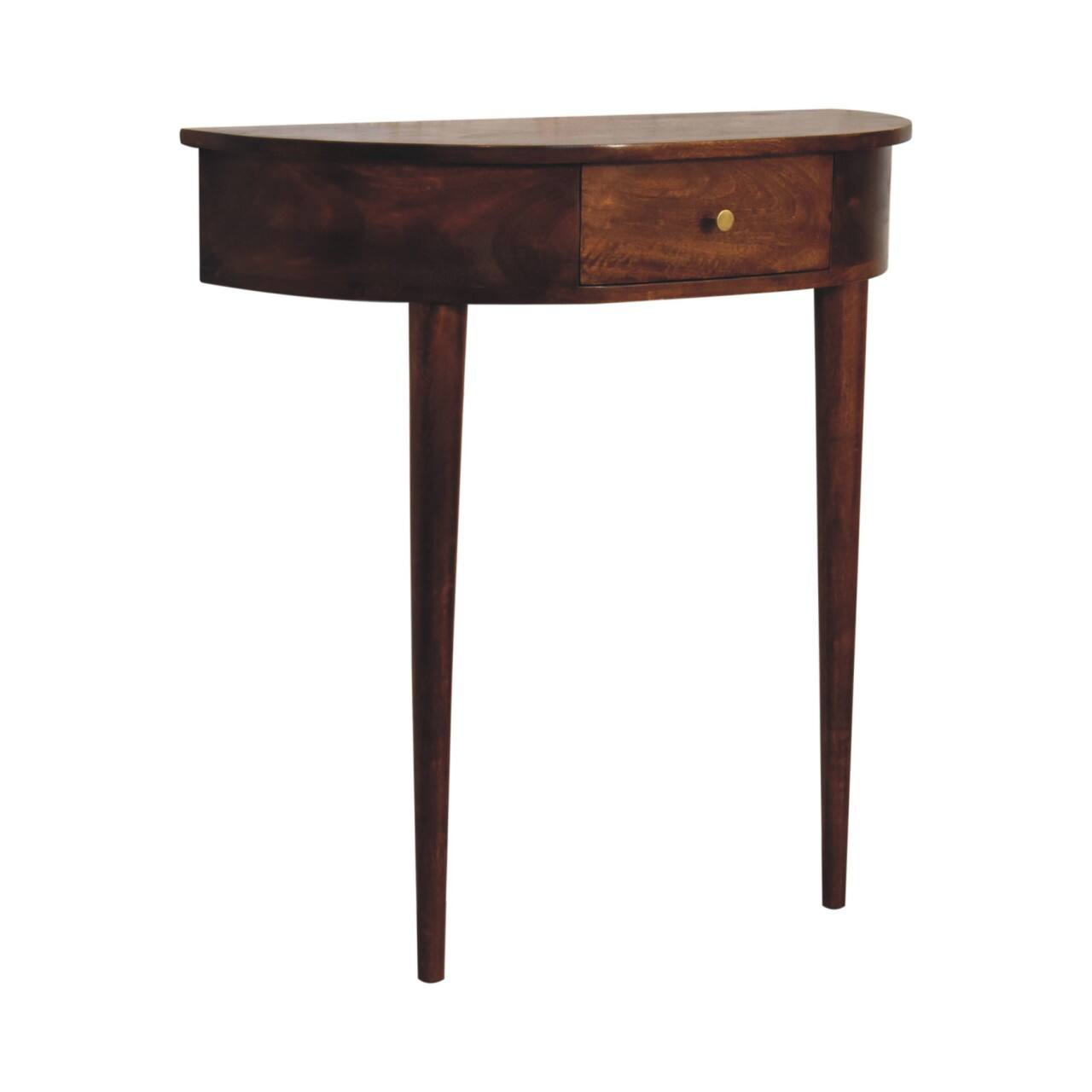 Back. Artisan Furniture - Artisan Furniture Backless Mounted Chestnut Console, Nordic Style, 1 Drawer - Dark Brown.