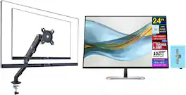 HP - Series 5 Pro 524pn 24" WUXGA IPS Monitor, HDMI, (9D9A7AA#ABA) w/DKZ Hub & Ergoflexy Single Mount Arm - Black/Silver