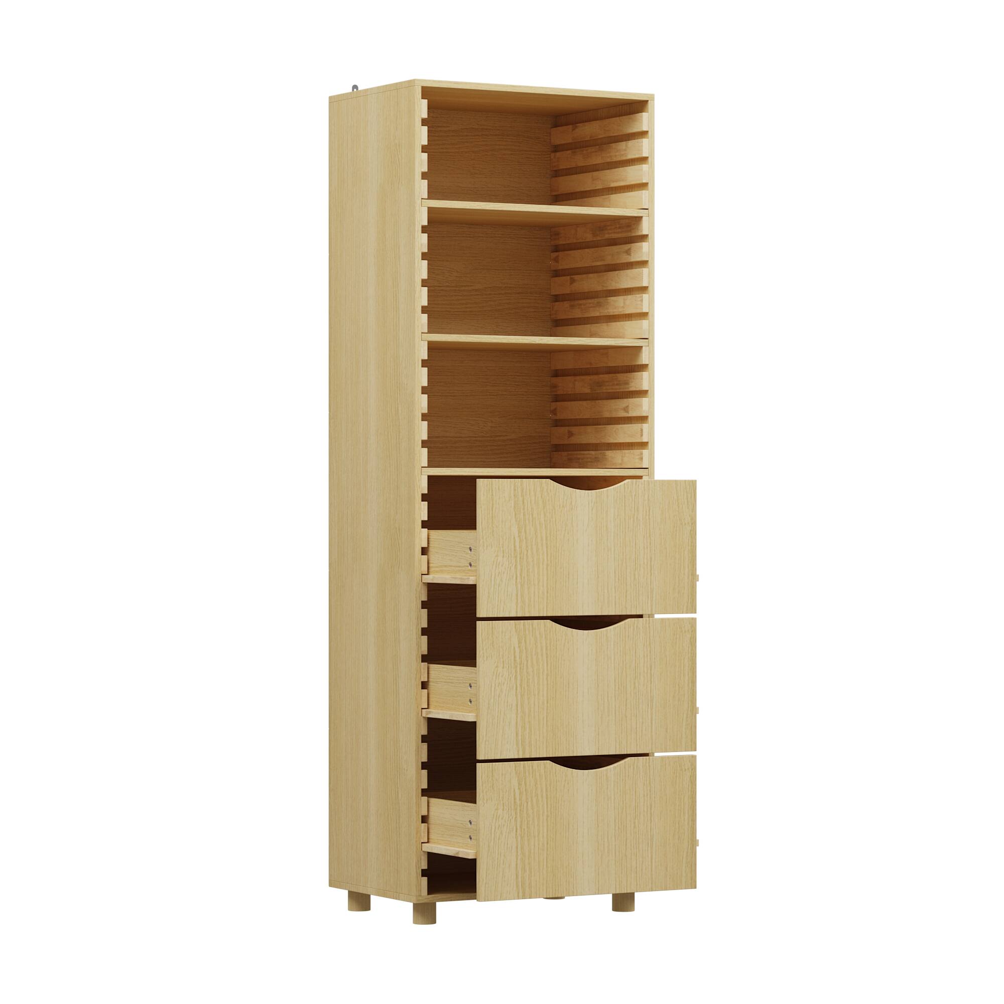 Left. Famapy - All - Wood Kitchen Storage Cabinet with Customizable Shelves & Drawers - Wooden.