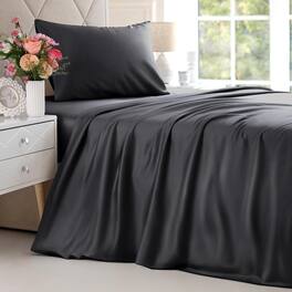 CGK Linens - 100% Rayon from Bamboo Cooling 4 Piece Sheet Set - Deep Pocket Soft Bed Sheets - Twin - Black