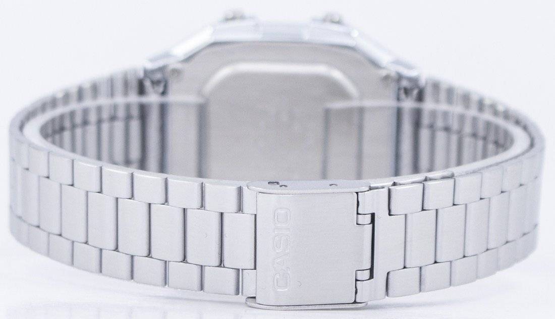 Alt View 2. Casio - Illuminator Digital Alarm Chrono Dual Time A178WA-1ADF A178WA-1A Mens Watch Stainless Steel - Silver.