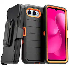 RomeTech - Defender Case for T-Mobile REVVL 8 - Black / Orange - Black & Orange