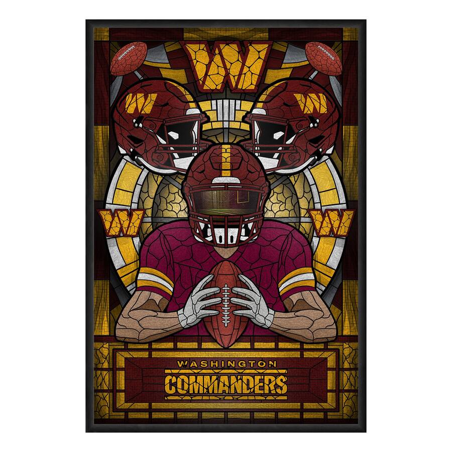 Sporticulture Washington Commanders Framed Stained Glass Art Print Red ...