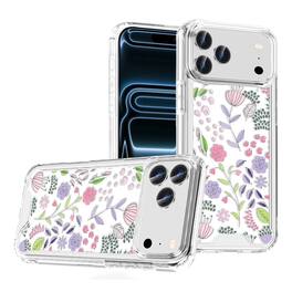 Kitcheniva - Purple And Green Wildflowers Design Clear TPU Phone Case With Tempered Glass For iPhone 17 Pro Max - Multicolor