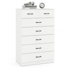 Gymax - 7 Drawers Dresser Wooden Chest of Drawers w/ Metal Handles Guide Rails - White