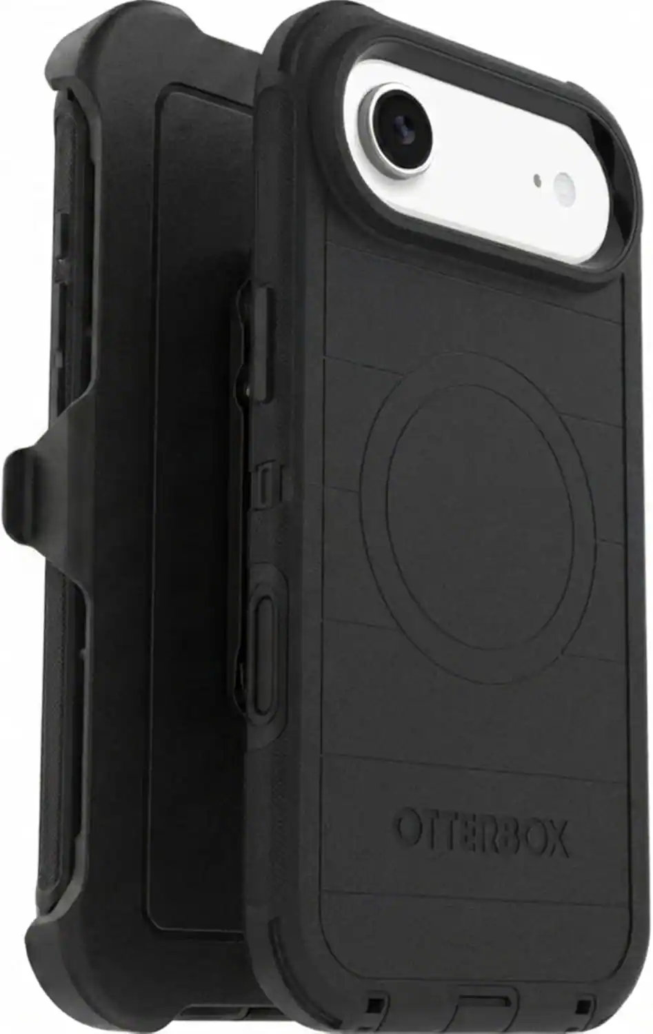 Front. OtterBox - OtterBox iPhone Air (Only) Defender Series Case - Holster Clip Included - Snaps on MagSafe - Tough - Rugged & Durable - Black.