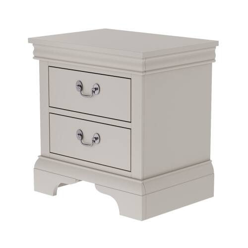 Alt View 3. LUCKY ONE - 22" Assembled Classic Wooden Nightstand 2-Drawer Antique Pulls - White.