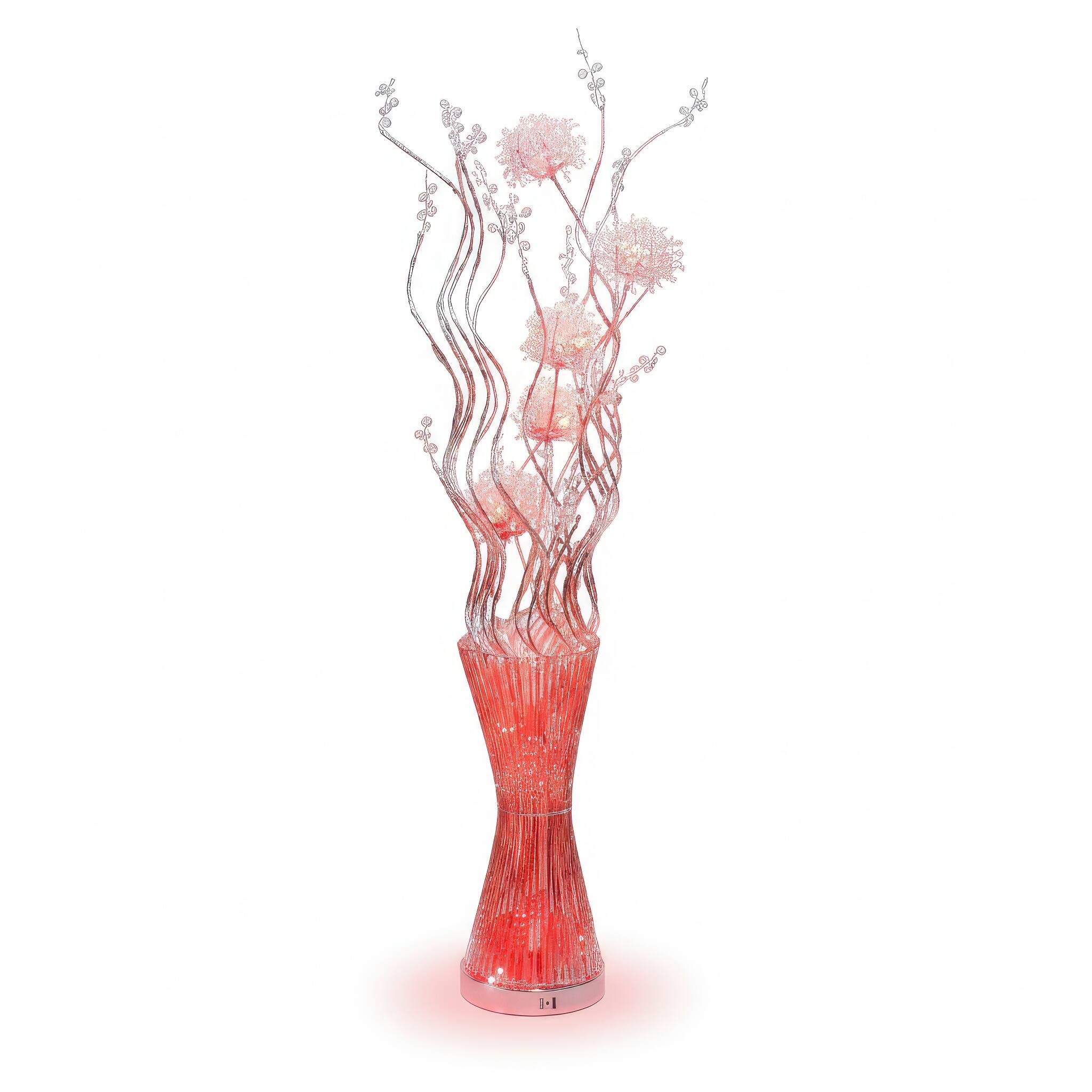 Angle. FC Design - 56"H  Glitter Vase with Blue Flame Petal Floral LED Floor Lamp.