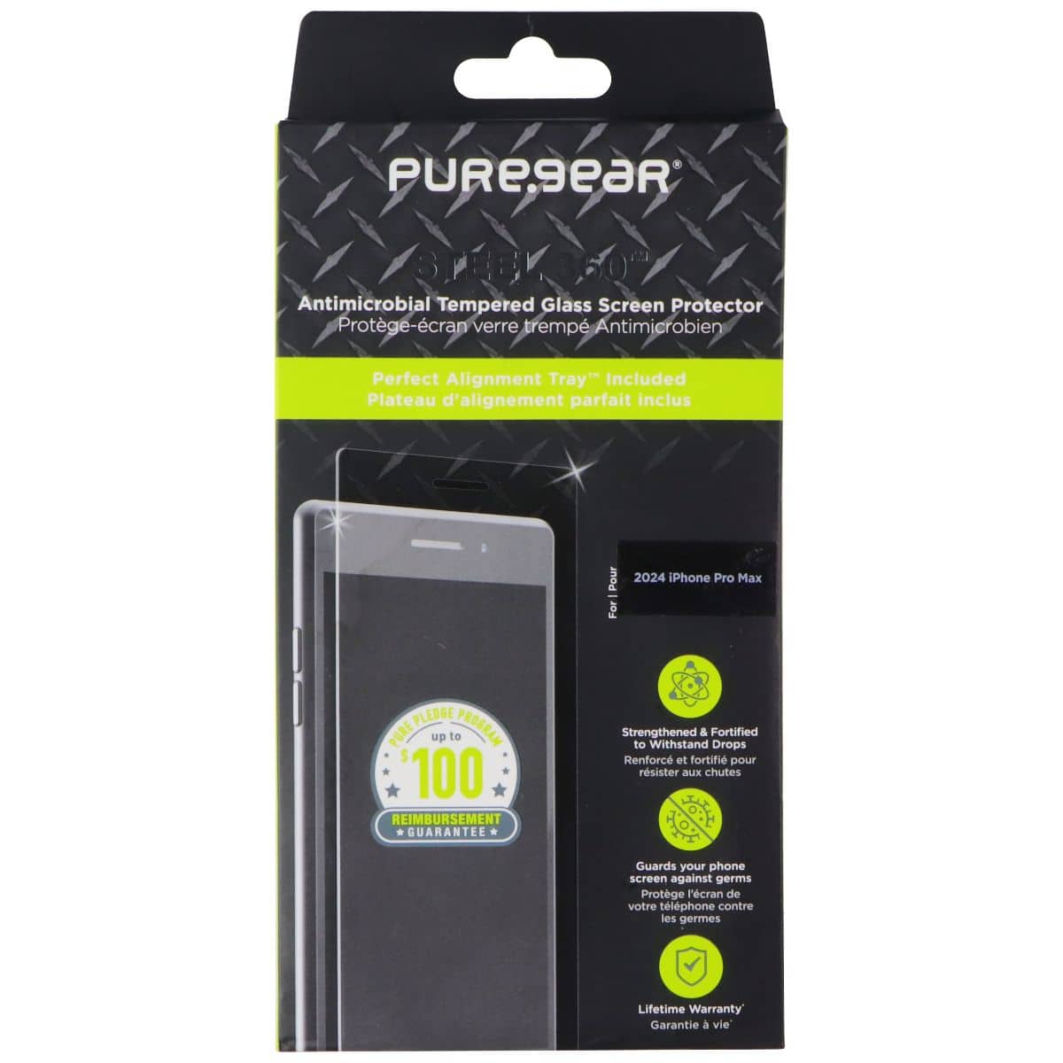 PureGear - Steel 360 Tempered Glass Screen Protector for Apple iPhone 16 Pro Max - Clear price history on PriceWatchPro
