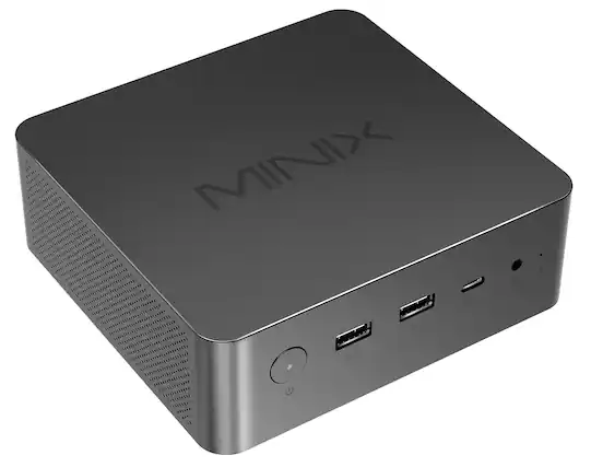 Front. MINIX - NGC NR774 Mini PC with 32GB RAM/1TB SSD, Powered by AMD Ryzen™ 7 8745HS Processor - Black.