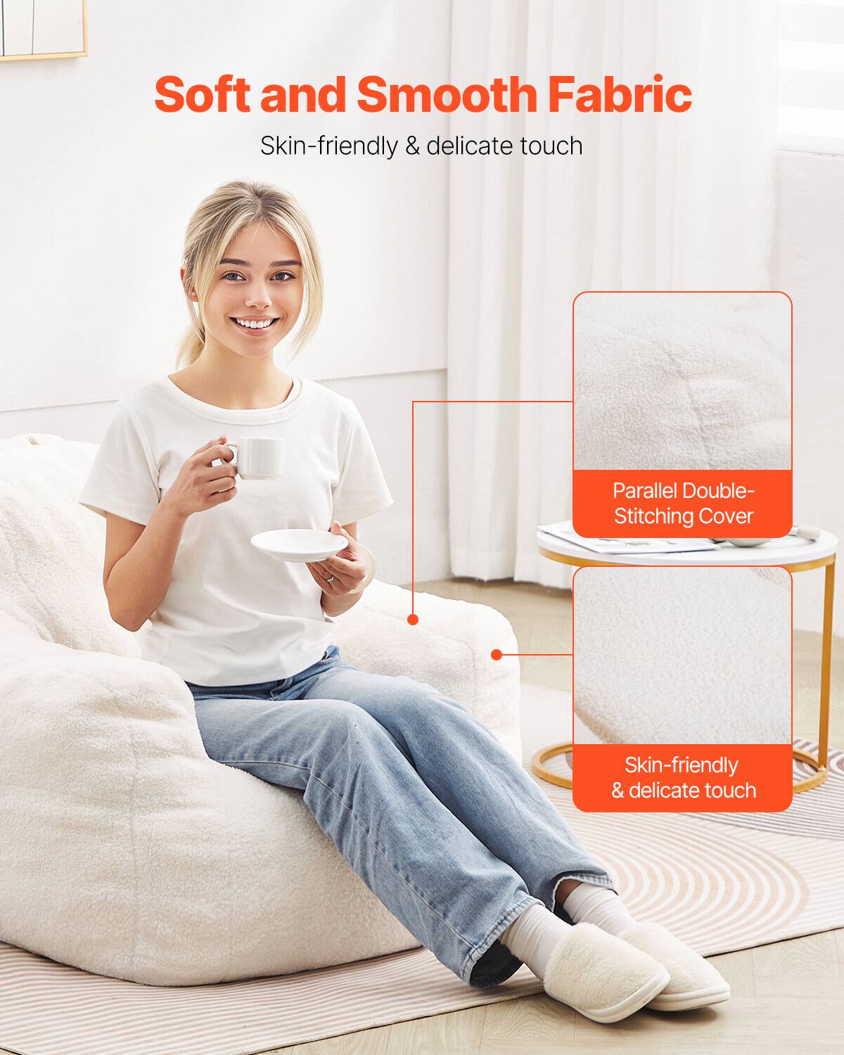 Soft and Smooth Fabric  
Skin-friendly & delicate touch  

Parallel Double-Stitching Cover  

Skin-friendly & delicate touch