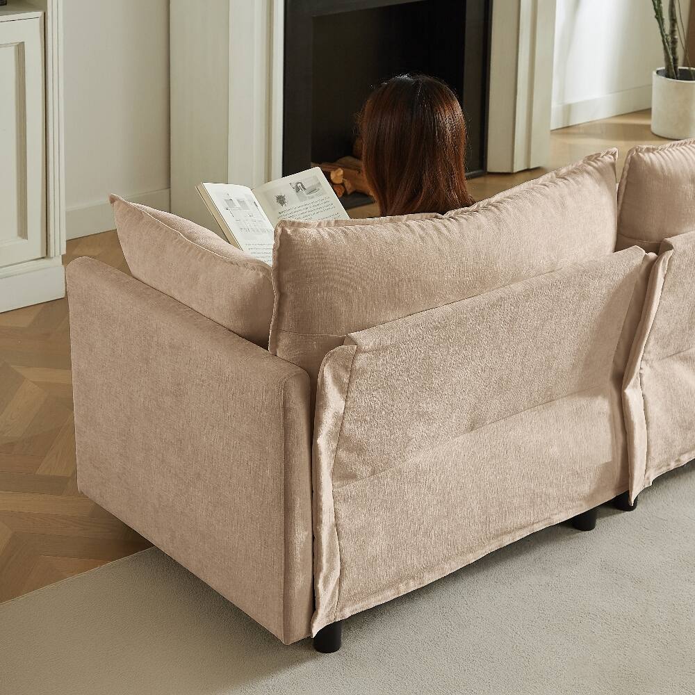 Alt View 3. Loheer - Loheer Modular Sectional Sofa 110 Inch L Shaped Cloud Couch - Coffee.