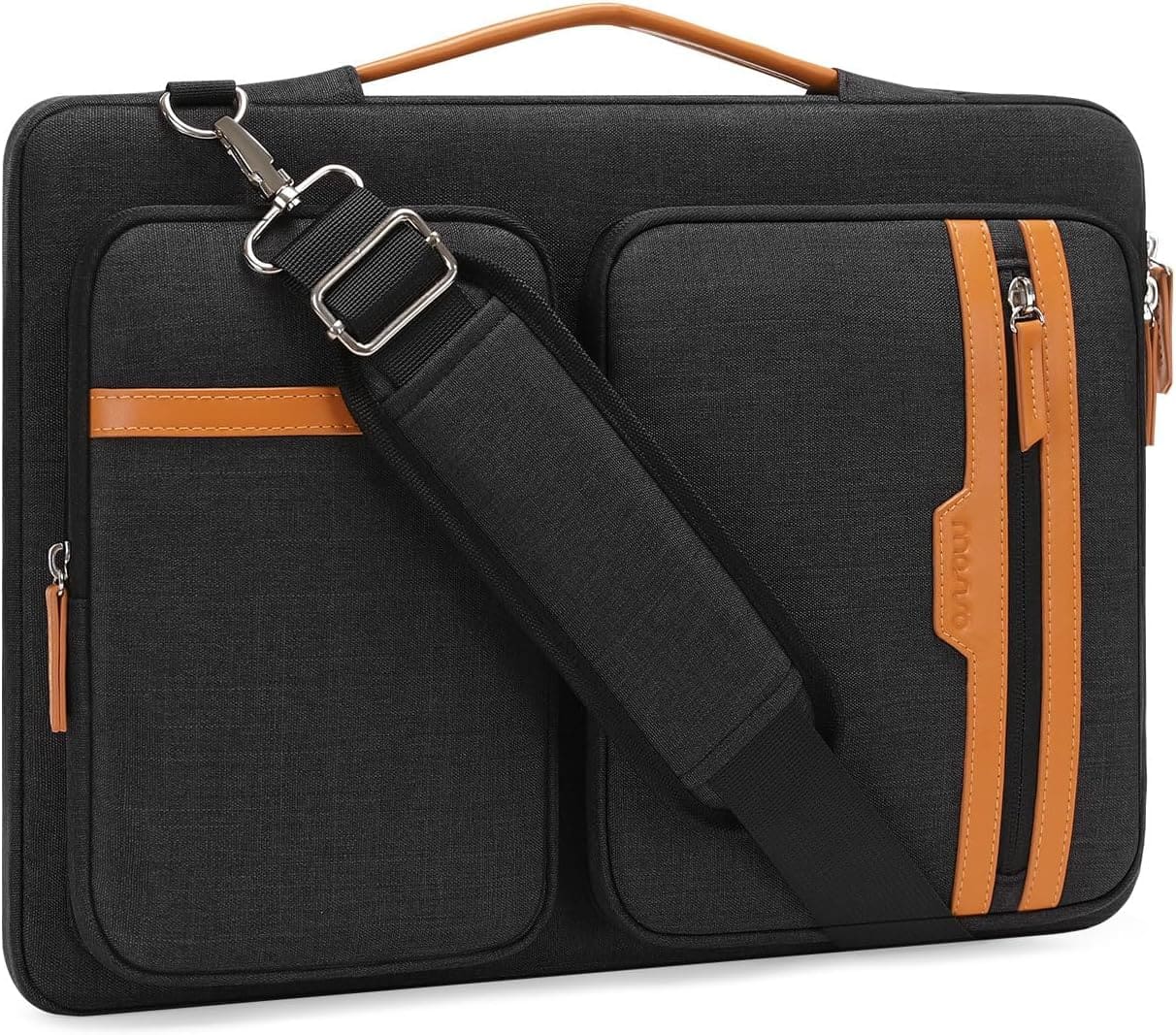 mosiso - 360 Protective Laptop Shoulder Bag 13.3 inch Computer Bag for MacBook Pro 14 HP Dell Asus Notebook - Black
