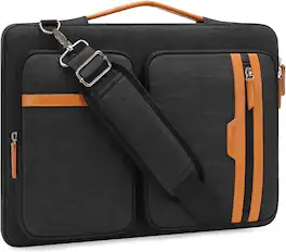 mosiso - 360 Protective Laptop Shoulder Bag 13.3 inch Computer Bag for MacBook Pro 14 HP Dell Asus Notebook - Black