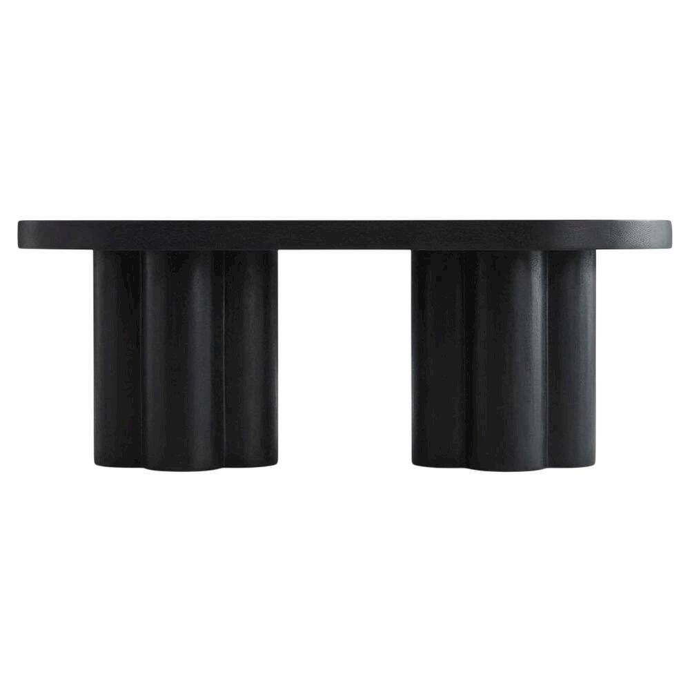 Back. FurniFact - Oval Concrete Coffee Table with Modern Design and Sturdy Surface - Black.