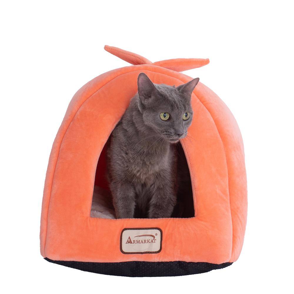 Back. Armarkat - Cat Bed Orange And Ivory - Orange.