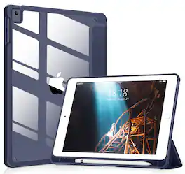 DTTO - Case for iPad 6th / 5th Generation 9.7 inch Case iPad Air 2 & 1 Case, Clear Back,Built-in Pencil Holder, Auto Sleep/Wake - Blue