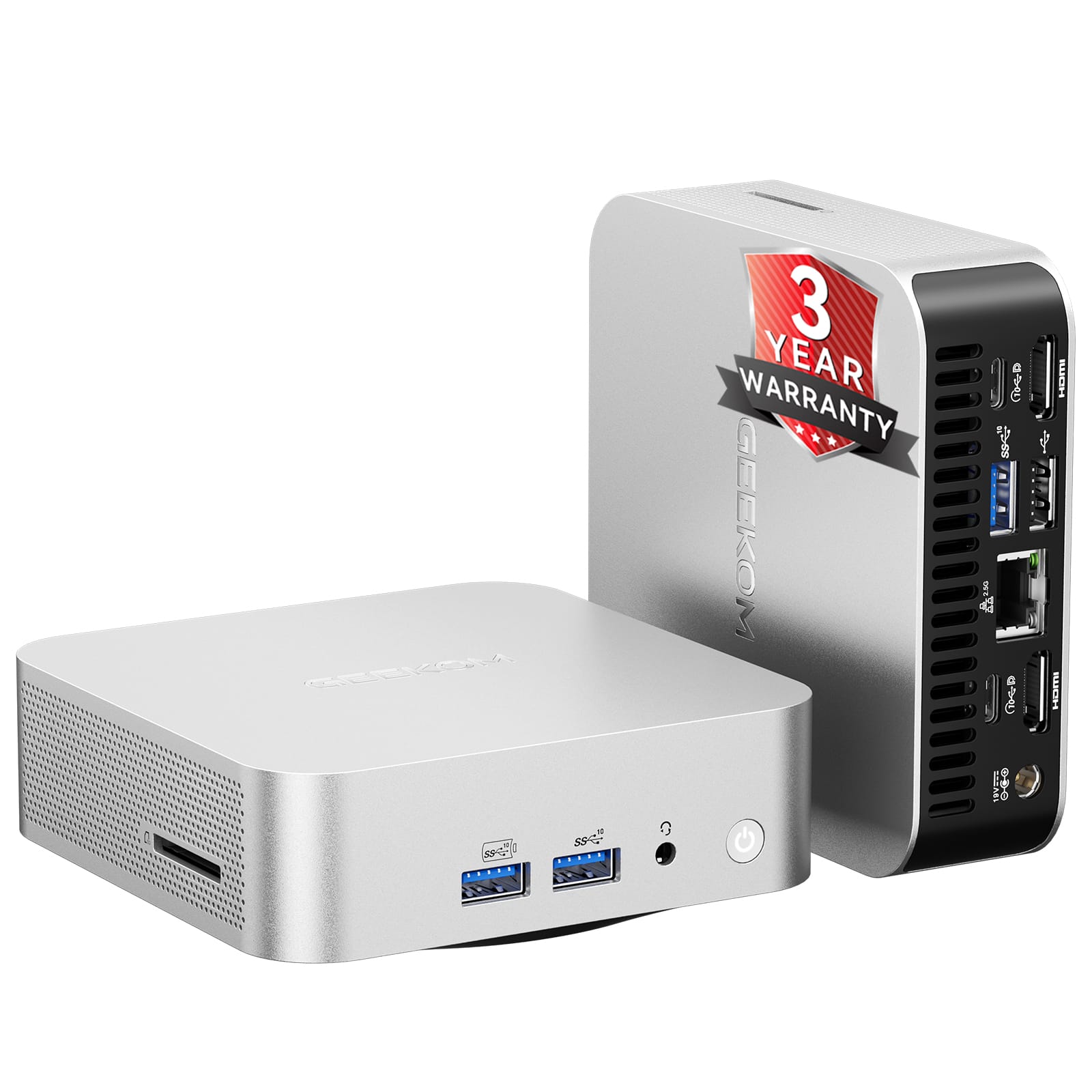 Geekom - A5 Pro Mini PC, AMD Ryzen 5 7430U, 16GB DDR4 RAM& 1TB SSD, Radeon Vega 7, Windows 11 Pro Pre-installed - Silver+Black